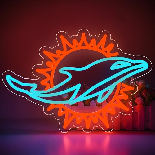 Football Neon Sign for Wall Decor Neon Sign for Man Cave Birthday Gifts for Men Footaball Team Logo Sign for Bar Party Decor