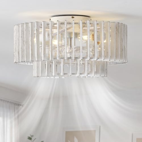 20" Wood Caged Ceiling Fans with Lights