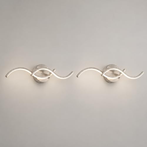 Brushed Nickel Curved 5CCT Bathroom Vanity Light Fixture Over Mirror