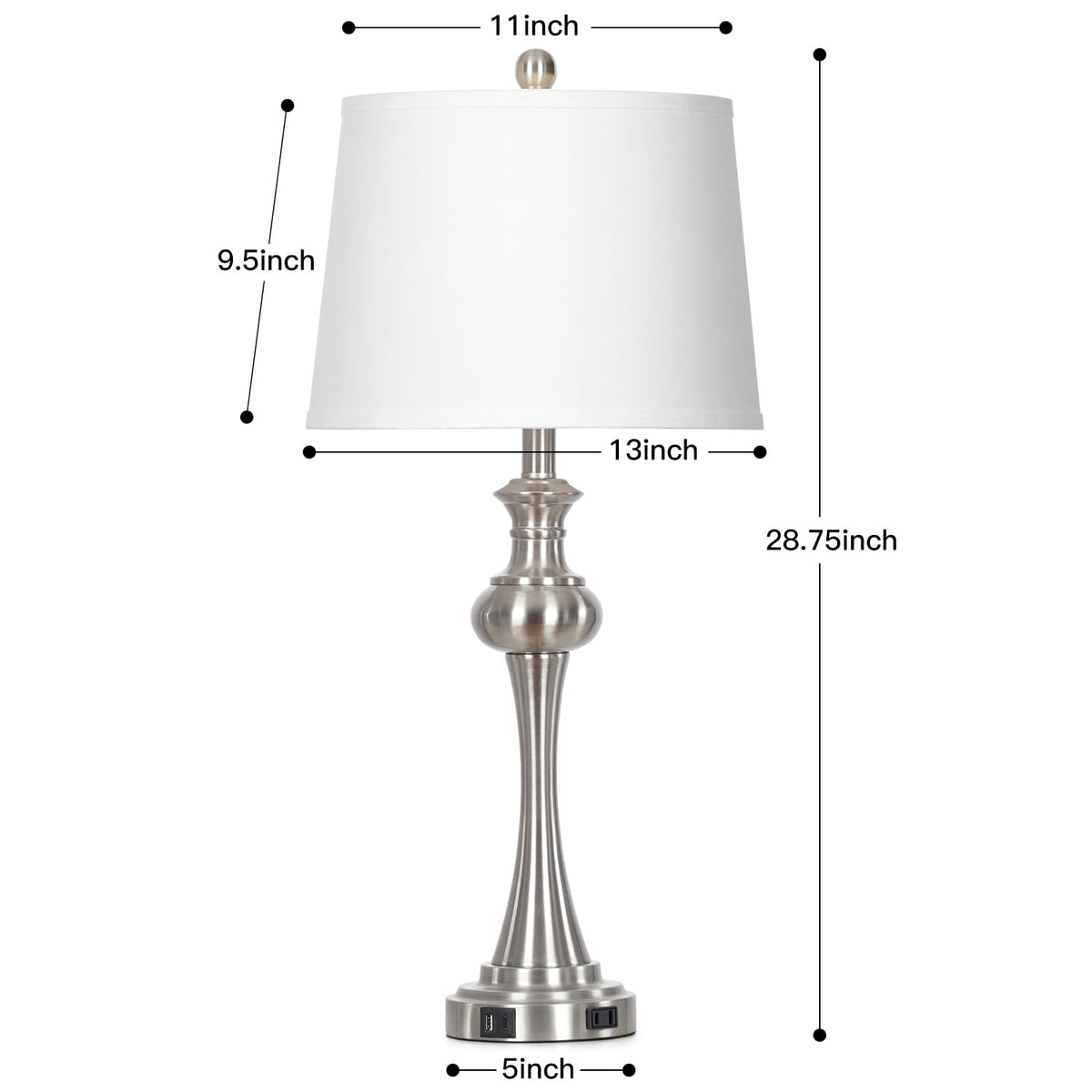 Silver Table Lamps Set of 2 (Silver-set of 2)
