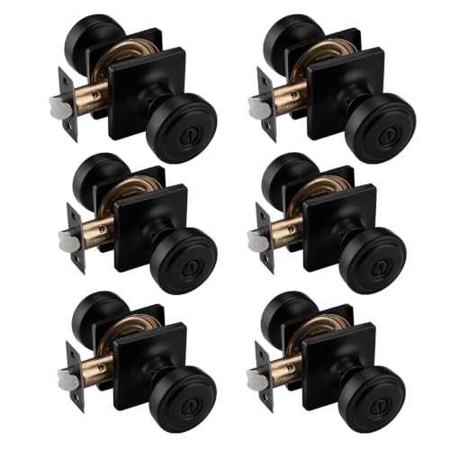 Black Door Knobs with Turn Lock for Privacy Door Use