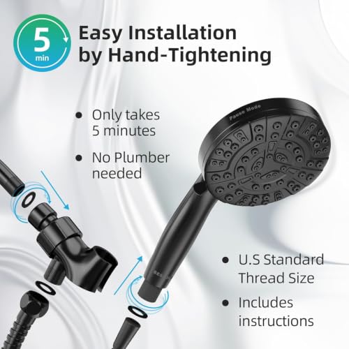 9 Functions High Pressure Handheld Shower Head with Power Wash (9 Functions / Matte Black)