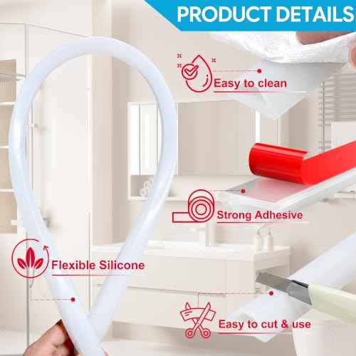 39" Shower Threshold Water Dam Self (39 Inch / Transparent)