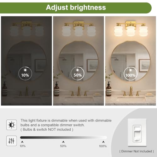 Modern Bathroom Light Fixtures (Gold / 3-Light)
