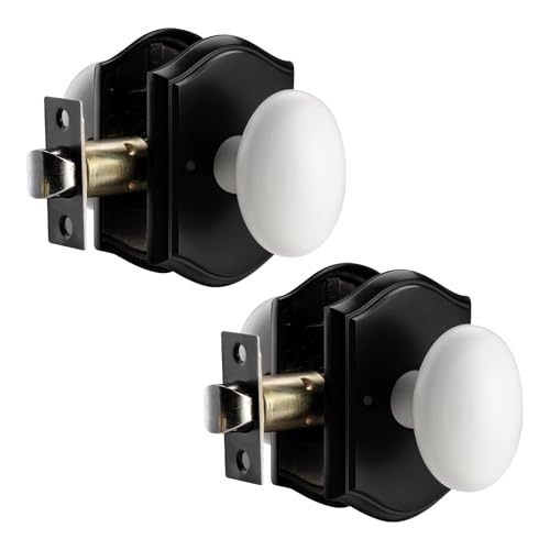 White Door Knobs Interior with Black Camelot Trim