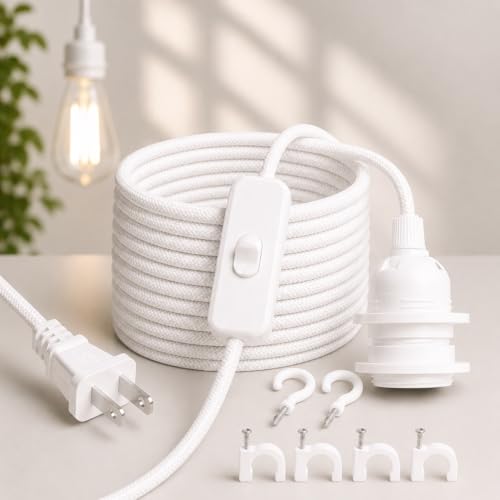 Plug in Fabric Pendant Light Cord with E26