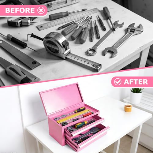 Mini Steel Tool Box with Drawers (mini pink)