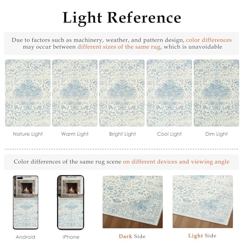 Blue 9x112 Area Rug Washable Vintage Rug Carpet (Y|blue / 9' x 12' (Rectangular))