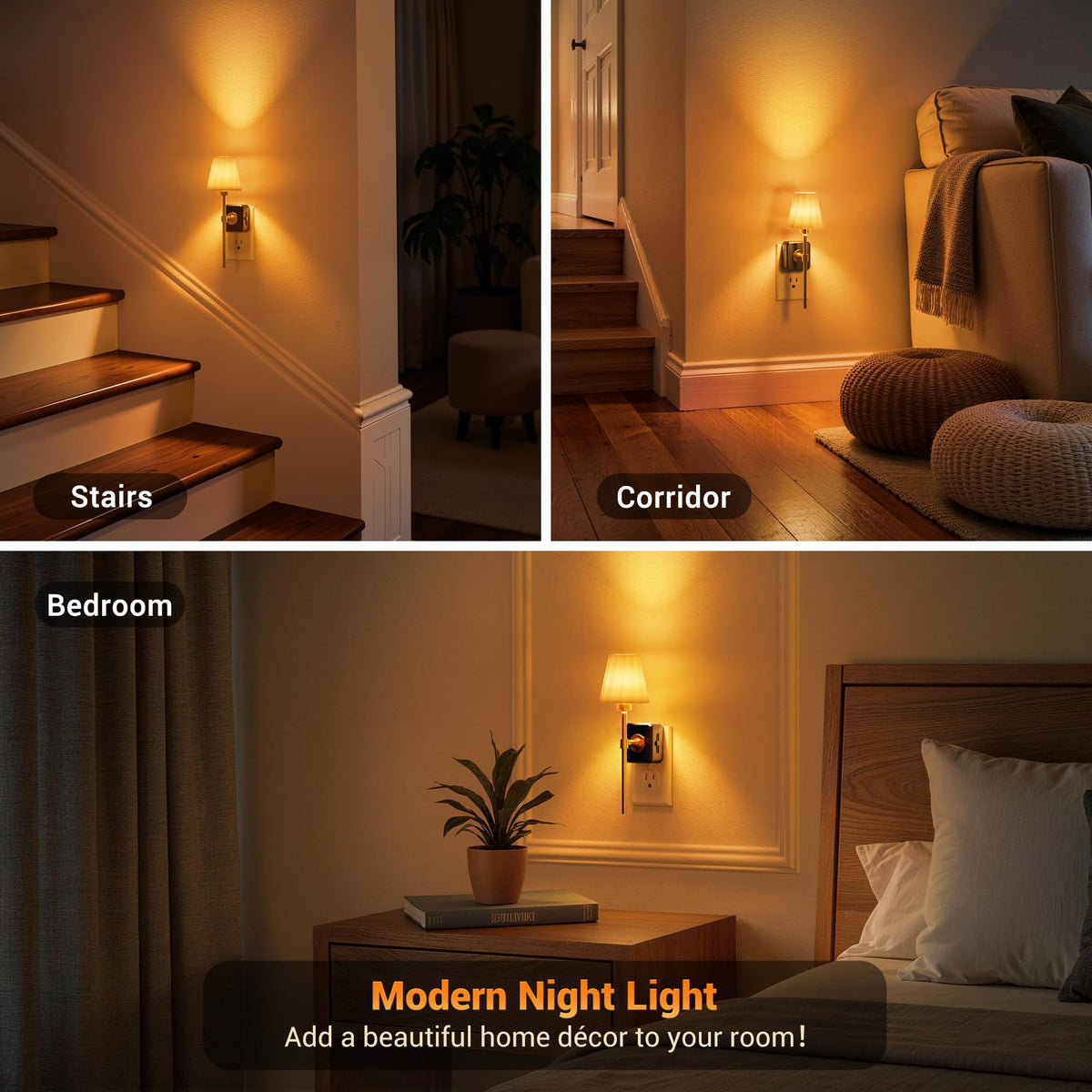 Night Lights Plug into Wall Vintage Nightlight Dusk to Dawn Sensor (White / 2 Pack)