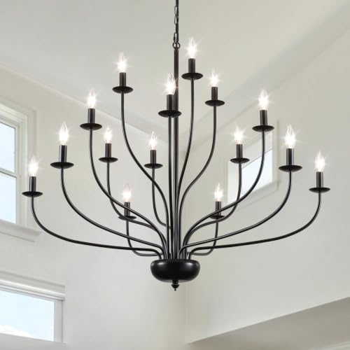 12 Light Black Farmhouse Chandelier