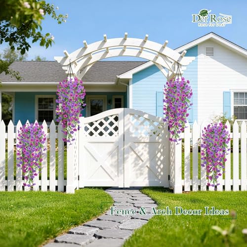 4Pcs Artificial Flowers for Outdoors 29.5'' Faux Hanging Flowers for Outdoor Planters (Lavender / Deep Purple)