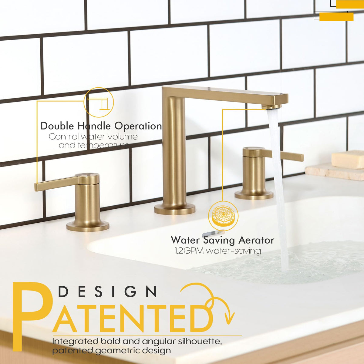 Bathroom Sink Faucet 3 Hole (Champagne Bronze / 1.2 GPM)