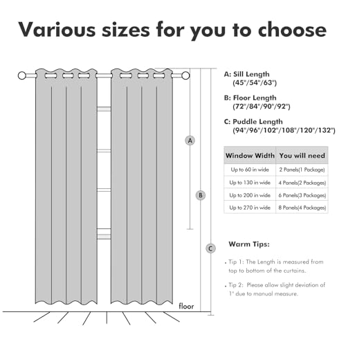 100% Blackout Linen Curtains for Bedroom 52x96 Inches Birch White (Birch White / 52"W x 96"L (Pack of 2))
