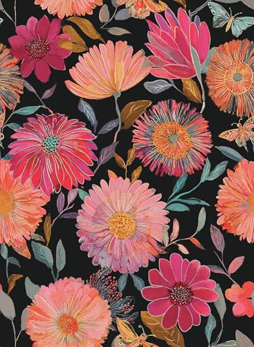 Wallpaper Peel and Stick Boho Floral Contact Paper Removable Self Adhesive Waterproof Wall Paper for Cabinets Bedroom Decorative