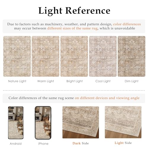 6x9 Area Rugs Retro Beige Washable Rug (Beige / 6' x 9' (Rectangular))