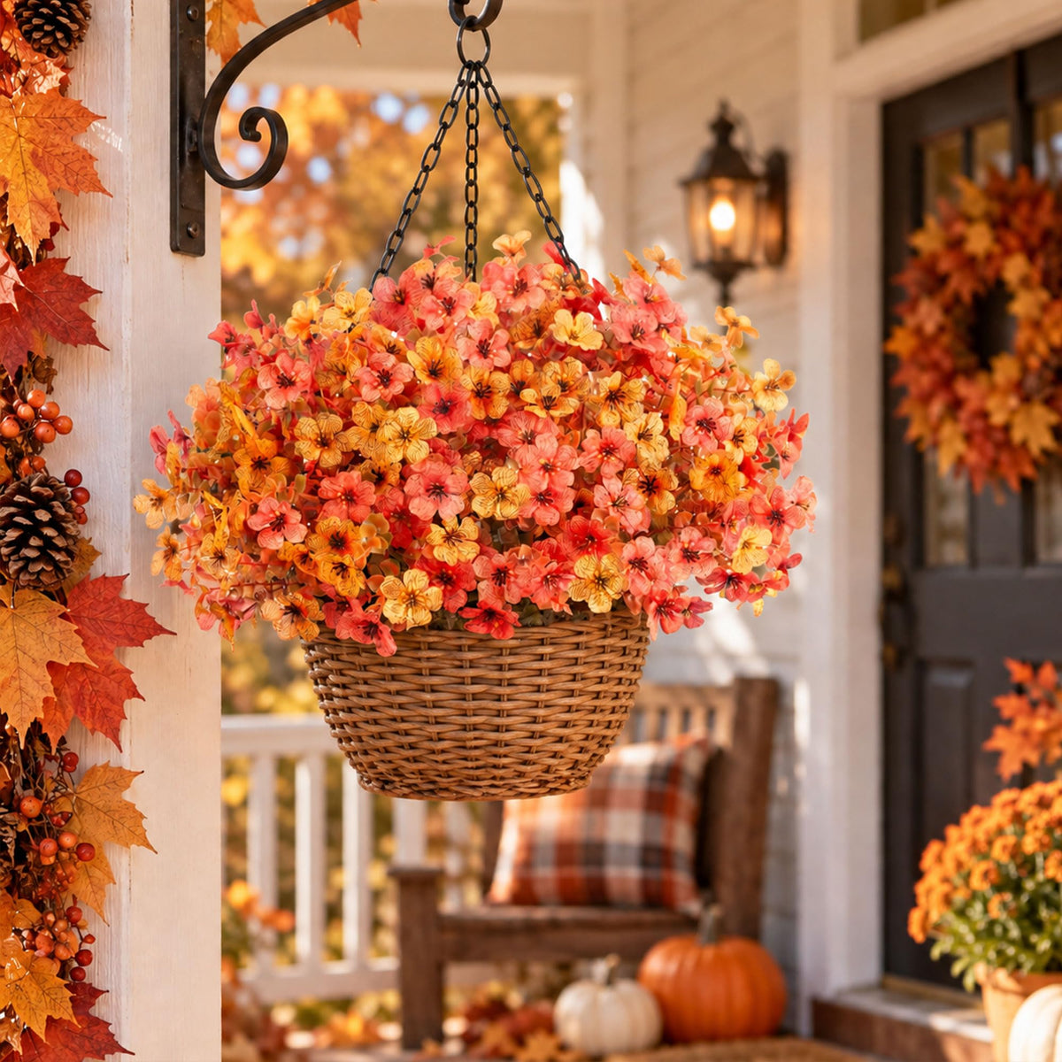 24Pcs Artificial Fall Flowers for Outdoors UV Resistant Decor