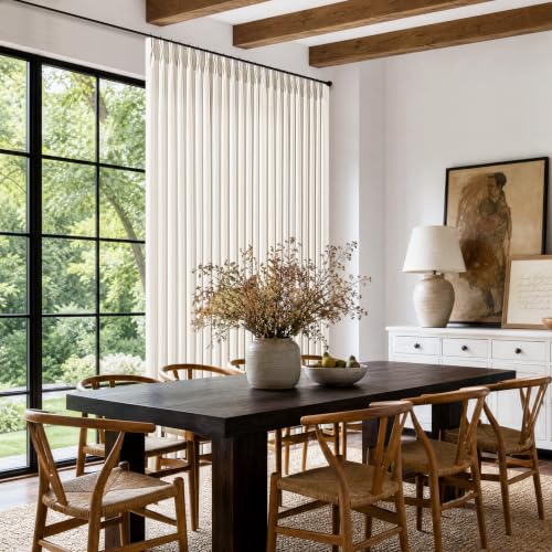 102 Inch Linen Blend Semi Sheer Pleated Natural Curtains 100 Inch Width (Natural / 100"W x 102"L (Pack of 1))