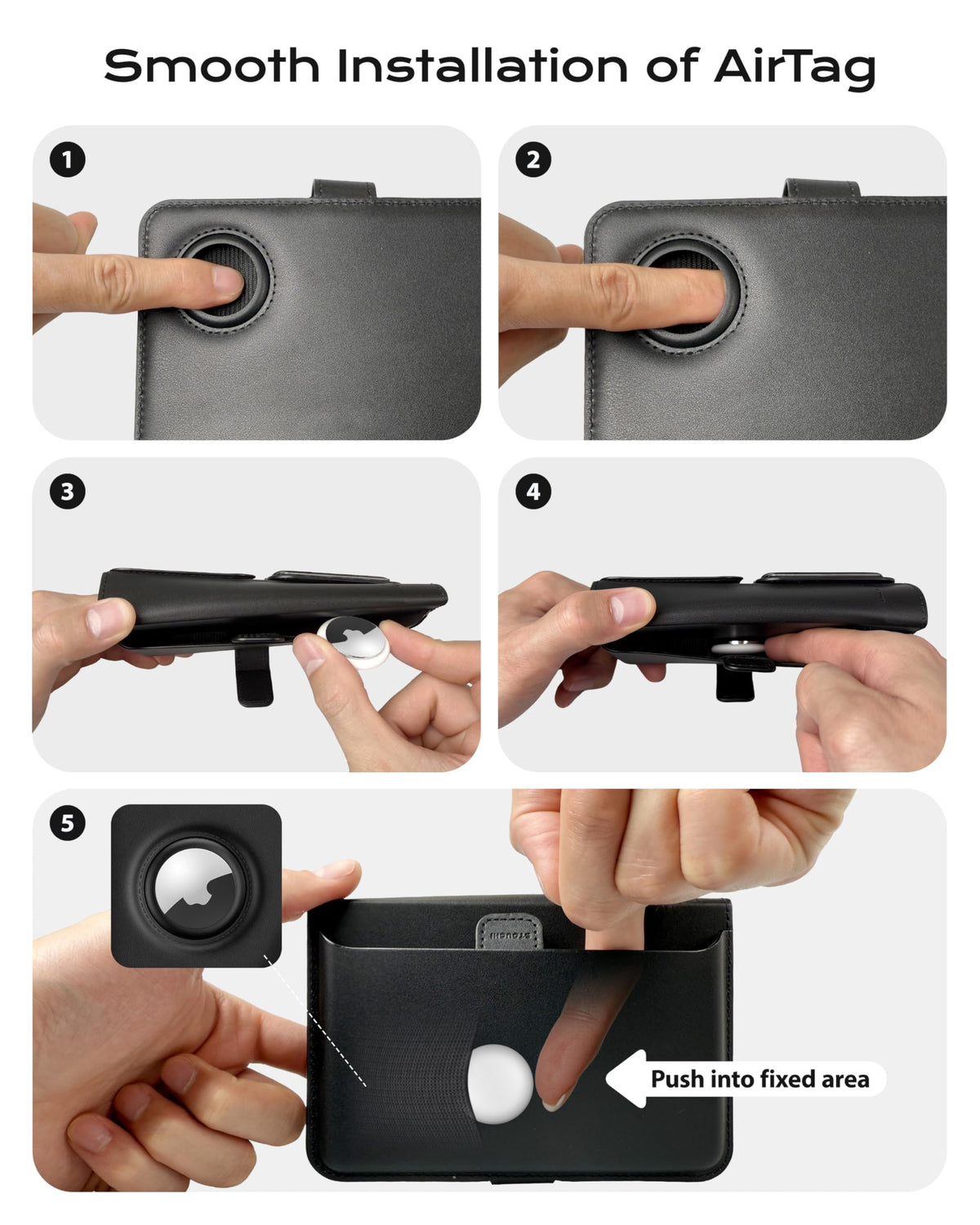 Passport Holder with AirTag (Black)