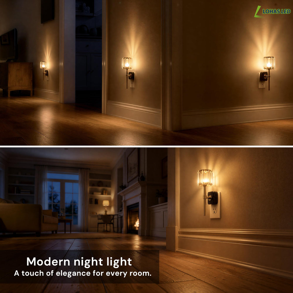 Night Lights Plug into Wall (Crystal Cylinder-3000K / 1 Pack)