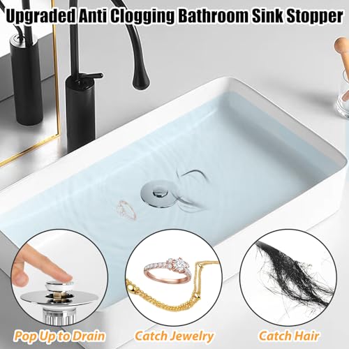 Bathroom Sink Drain Strainer (Chrome Silver)