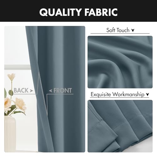 Grey Blue Blackout Curtains 72 Inch Length for Bedroom 4 Panels (Grey Blue / 40"W x 72"L (Pack of 4))