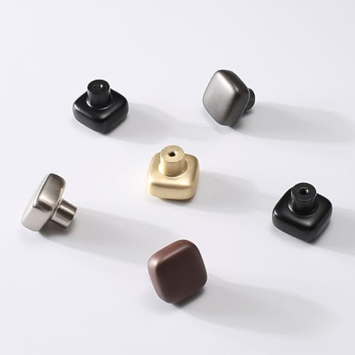 8 Pack Black Cabinet Knobs 1.18" Vintage Drawer Knobs Zinc Alloy Single Hole Square Pulls for Dresser 30mm Round Cupboard Handles for Kitchen Wardrobe Bathroom Hardware (Black)