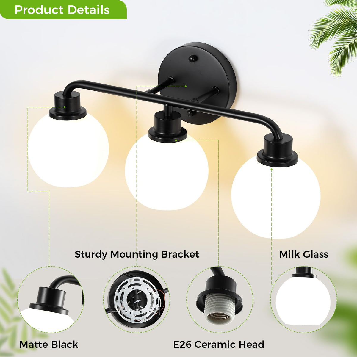 Bathroom Light Fixtures Black Vanity Light 3 Light Bathroom Lights (Black / 3-Lights)