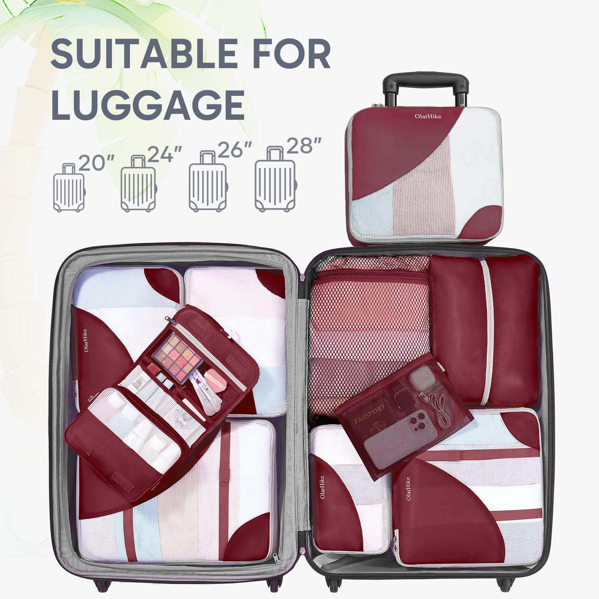 Packing Cubes for Travel (11 Burgundy)
