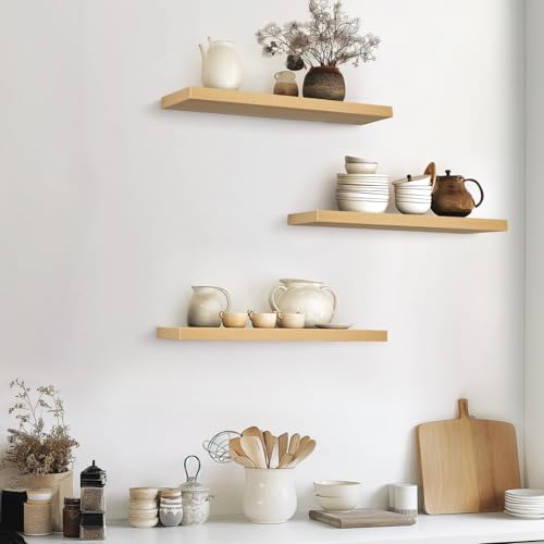 Light Oak Toned Floating Shelves 22.5in (G. Oak-toned - Mid-century Revival Style / 22.5inches)