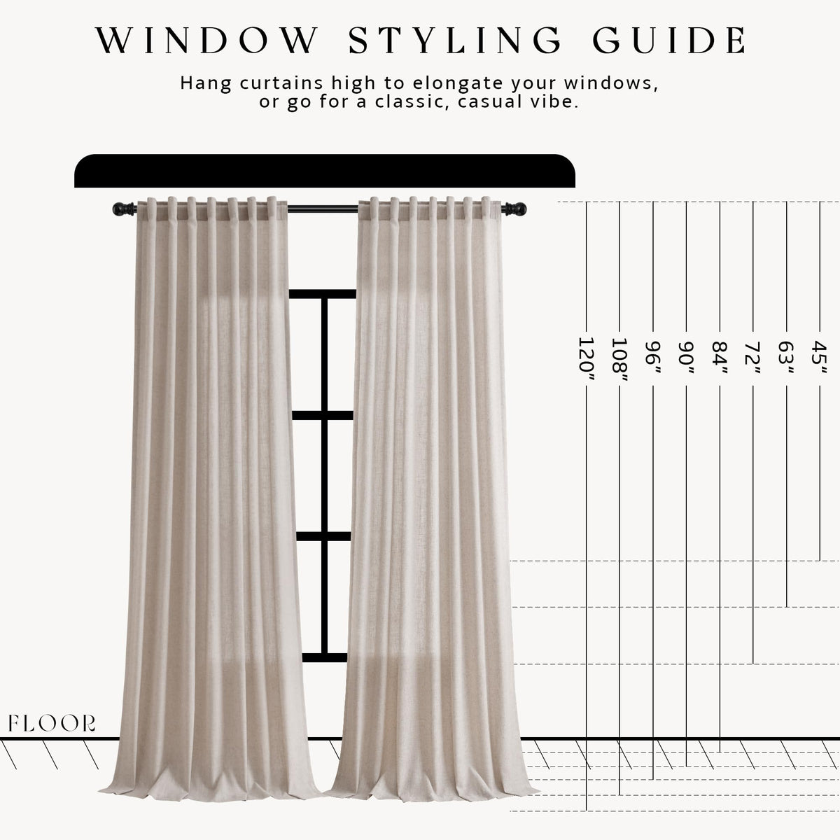 Oatmeal Linen Curtains 90 Inches Long for Living Room 2 Panels (Oatmeal / 52"W x 90"L (Pack of 2))
