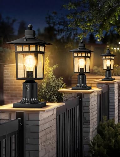 360° Motion Sensor Outdoor Post Lights (Black / 14.2-Inch-1 Pack-Motion Sensor)