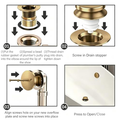 Brushed Gold Tip (Bathroom Drain-brushed Gold-11)