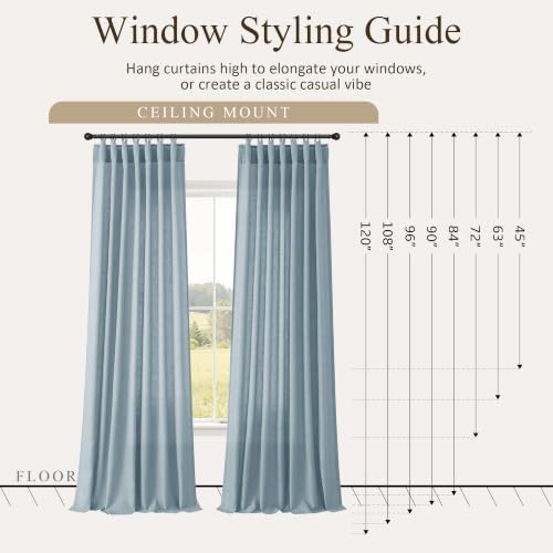 Blue Linen Curtains 108 Inches Long 2 Panels for Living Room Bedroom (Blue / 50"W x 108"L (Pack of 2))