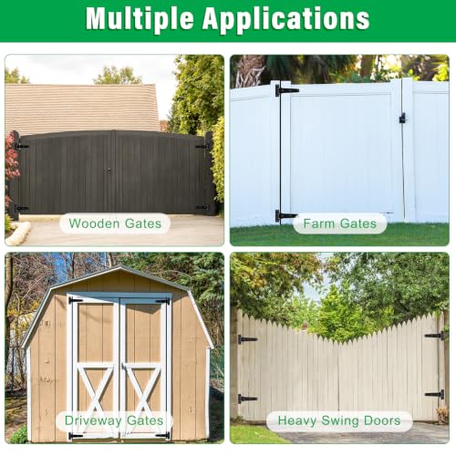 Heavy Duty Gate Hinges for Farm & Driveway Gates (T Hinges, 4 Pack)