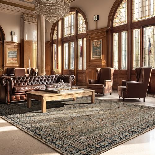 Washable Area Rug 8×10 for Living Room (Vintage Brown / 8' x 10' (Rectangular))