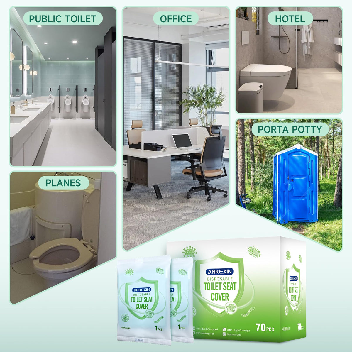 Disposable Toilet Seat Covers (Waterproof-70 PCS)