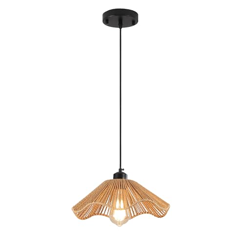 Boho Rattan Pendant Light (Flower Shade)