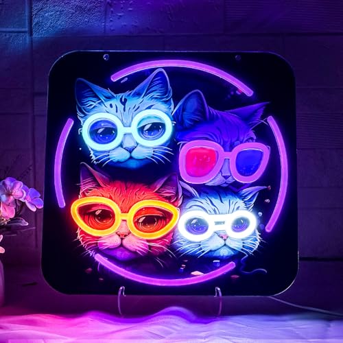 Split Color Teddy Bear Neon Sign