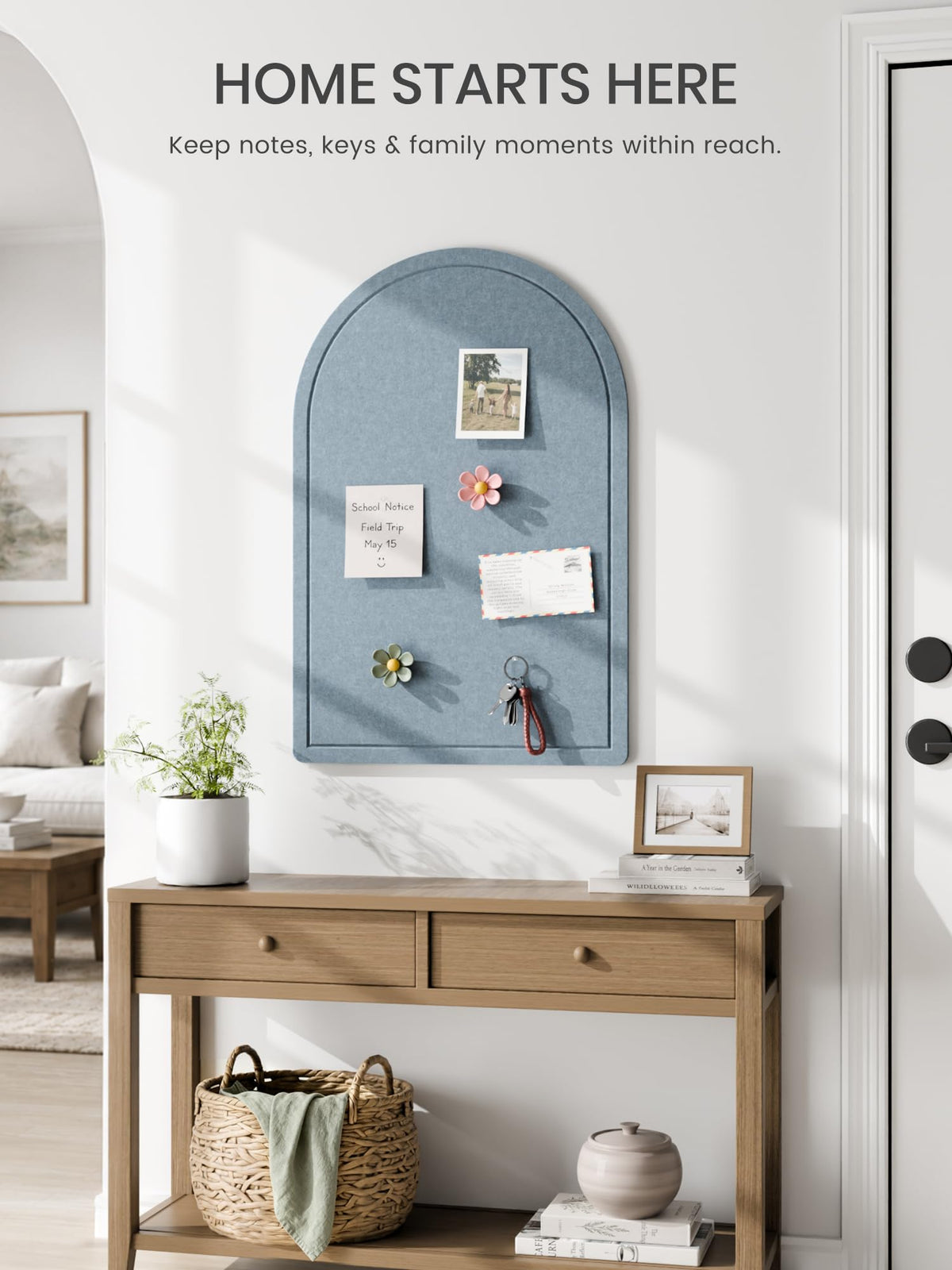 Large Arched Felt Bulletin Board 35.4''×23.6'' (Coastal Haze)