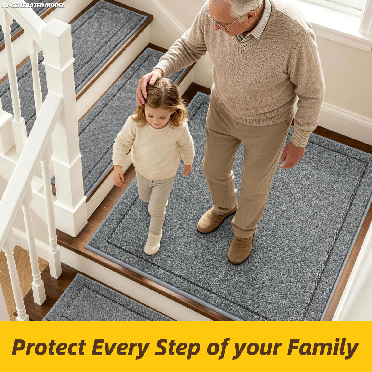 Non Slip Stair Landing Rug Mat (2'6" x 2'6" (Rectangular) / Light Grey)