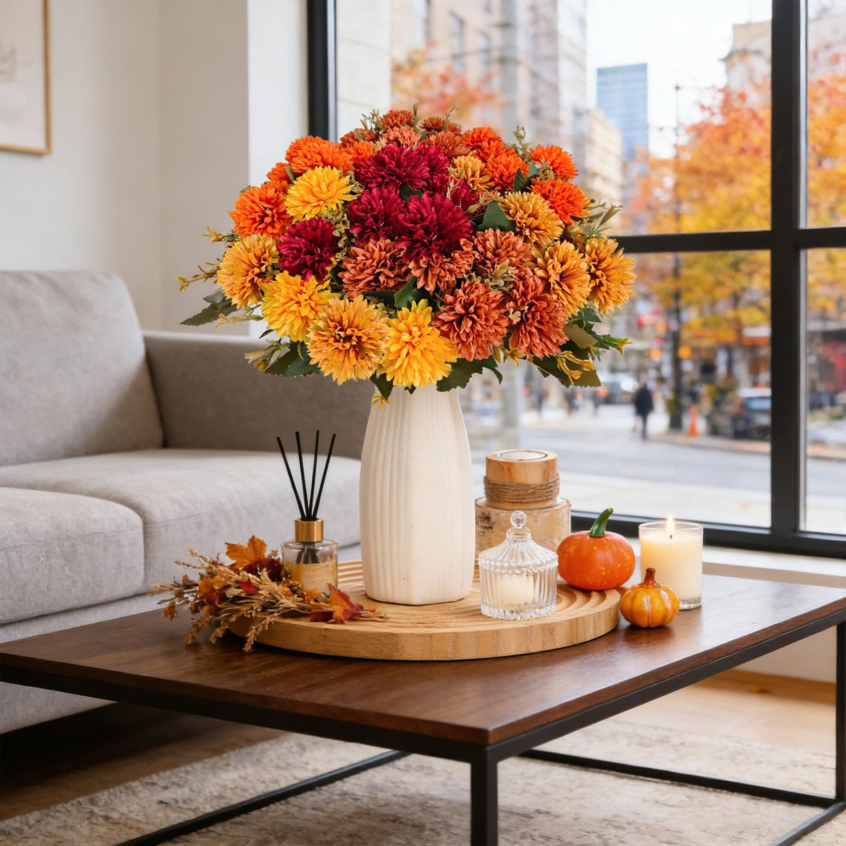 10Pcs Fake Flowers Artificial Mums for Outdoors (Mixed Mums / 10Pcs)