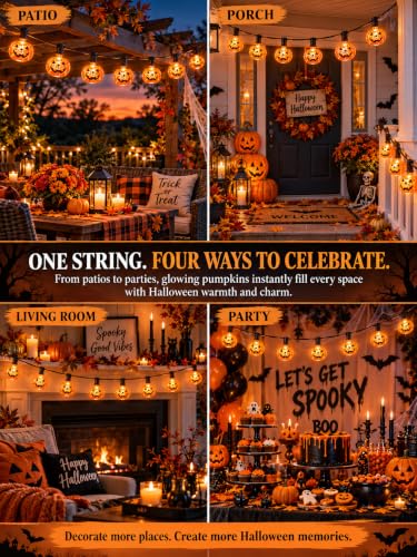 10.5Ft Halloween Pumpkin String Lights (Orange Pumpkin Lights / 11.5FT)