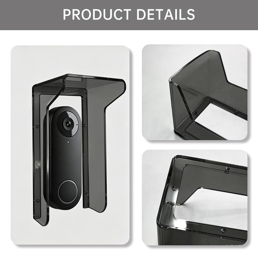 Glare Sun Shade Doorbell Rain Cover (Black Transparent)