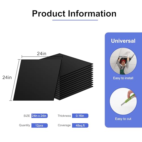 Drop Ceiling Tiles 2x2 (Black / 2ft x 2ft)