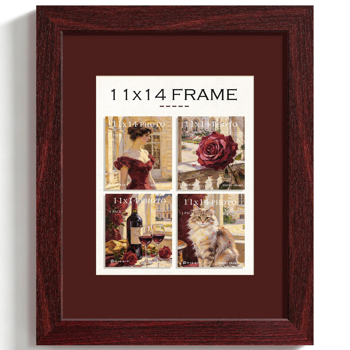 11x14 Red Wood Grain Picture Frame (Red Frame Red Mat / 11x14)