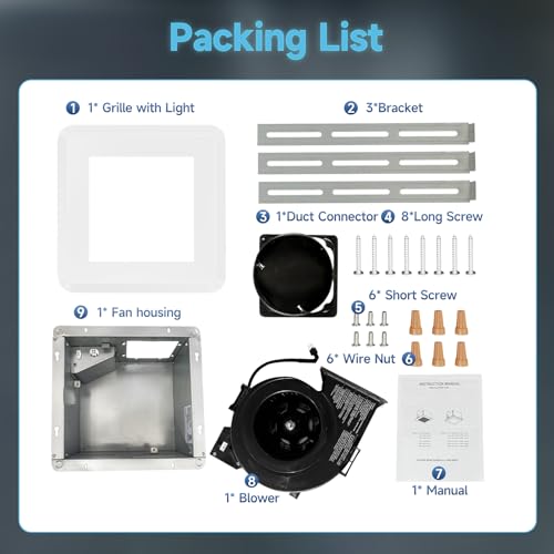 Ultra Quiet Bathroom Exhaust Fan with Light
