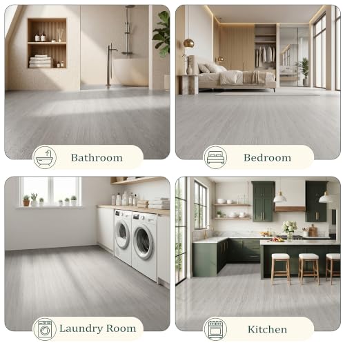 Peel and Stick Floor Tile 24 x 24 in Vinyl Flooring (Gray / 24 x 24 inch)