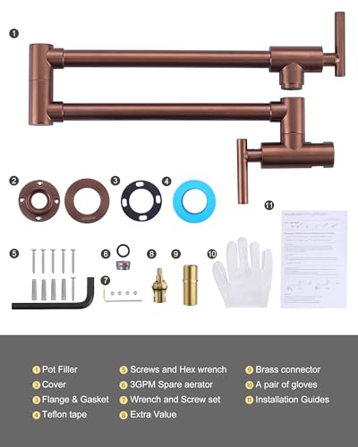 Pot Filler Faucet Rose Gold (Solid Brass Material / Rose Gold)