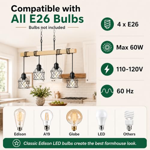 4 Light Farmhouse Kitchen Island Lighting (4-Light)