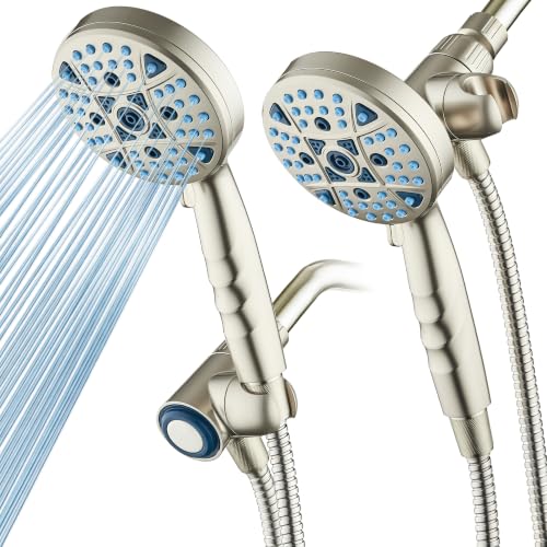 Seen-On-TV High Pressure 8-mode Handheld Shower Head - 2-mode Power Wash to Clean Tub, Tile & Pets, Stay-Clean Nozzles, Extra Long 6 ft. Stainless Steel Hose, Wall & Overhead Brackets